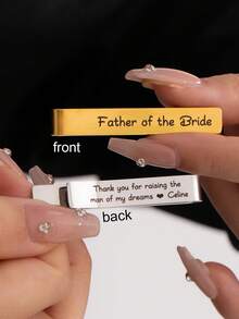 Custom Name Engraved Stainless Steel Tie Clip For Men – Personalized Text; Suitable For Grooms, Groomsmen, And Birthday Gifts - Multicolor - View 3