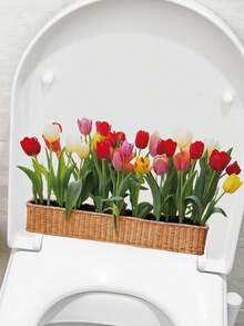 Various Tulip Flower Wall Stickers, PVC, Waterproof, Removable And Self-Adhesive. Sunflower And Butterfly Orchid Pot Window Stickers, Baseboard Stickers, French Country Style For Doors And Walls, DIY Home Soft Decorations. - Wall Stickers - View 7