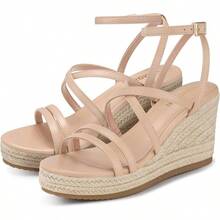 Espadrilles Wedge Sandals For Women: Slip On Elastic Ankle Strap Platform Sandals Dressy Comfortable Summer Wedges Heels Shoes - 11 + 0115-nude - View 7