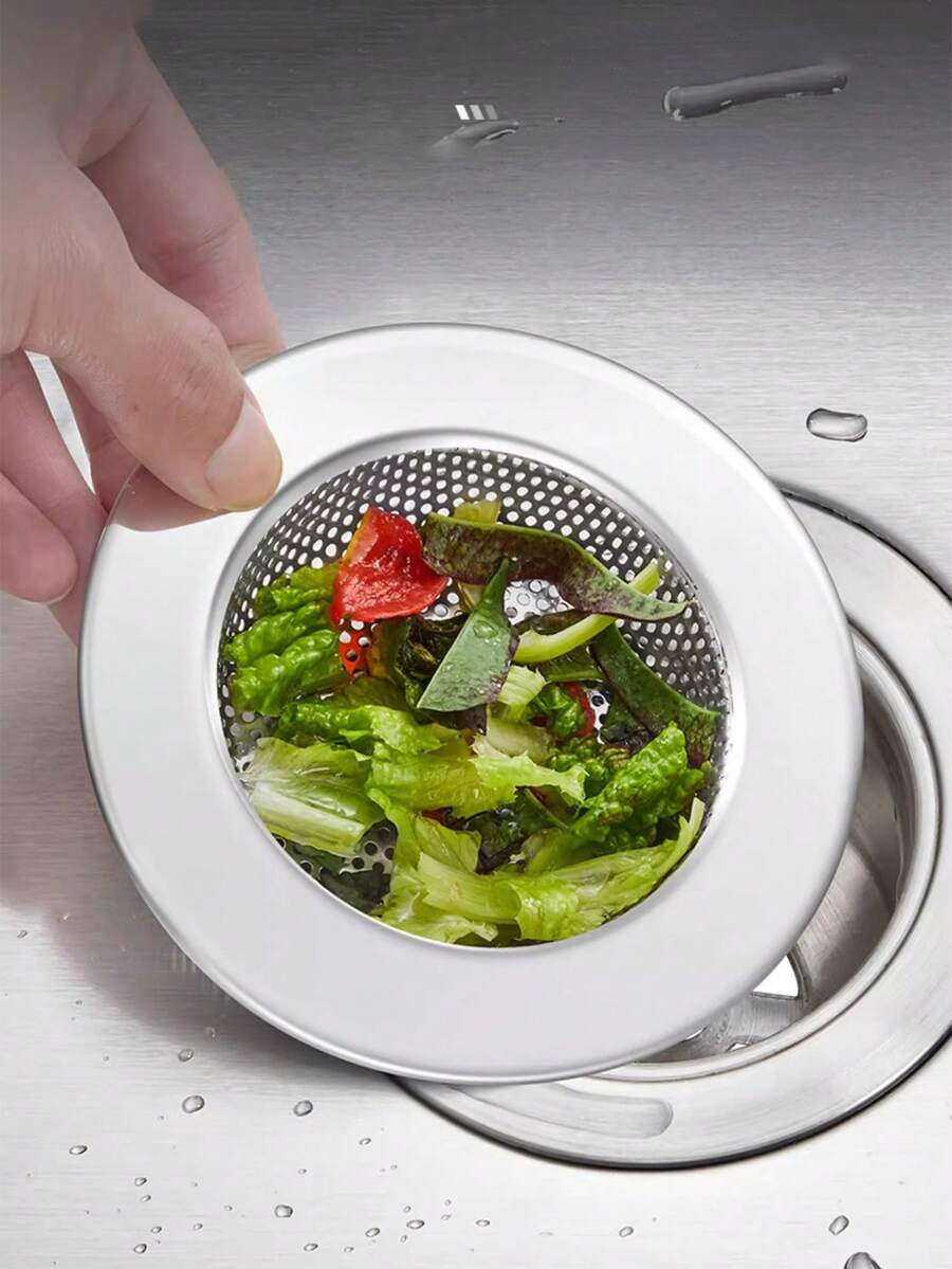 1/2/3pcs-Kitchen Sink Strainer, Silver Filtration Mesh, Large Wide Rim Sink Strainer, Easy To Clean Drainage Filter, Reusable
