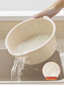 Cesta de arroz de plástico pequeña, cesta de arroz con asa creativa, conveniente de usar, utensilio de cocina multifuncional - gran capacidad, diseño estilizado, drenaje y almacenamiento rápidos, adecuada para lavar arroz/verduras - Multicolor - Ver 13
