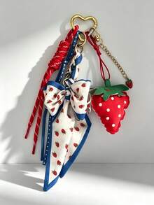 1pc Cute Leather Strawberry Keychain Bag Charm, Keyring Pendant For Women's Shoulder Bag, Tote Bag Charm, Keychain Pendant - Multicolor - View 12
