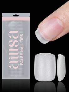 AILLSA 360/240/120片超短方型全覆蓋假指甲，15種尺寸磨砂壓克力甲片，適用於美甲沙龍，可穿戴凝膠美甲套裝美甲用品 - 無色 - 查看 1