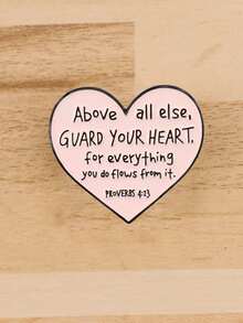 1件「Guard Your Heart」箴言 4:23 鼓勵經文琺瑯徽章－柔粉色心形靈性自我關懷美學胸針，適合日常配戴與送禮 - 彩色 - 查看 7