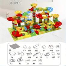 340/170pcs Building Blocks Maze Ball Track Plastic Funnel Slide Assembly DIY Brick Christmas Gift - Multicolor - View 3