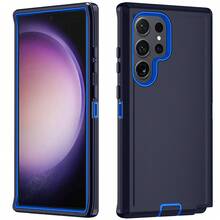 Funda de teléfono resistente de 3 en 1 de grado militar, funda protectora de Body completo resistente a golpes, antideslizante y a prueba de agua, resistente a arañazos, universal, accesorio de teléfono práctico como regalo para el Festival de Primavera y uso diario - Azul profundo - Ver 45
