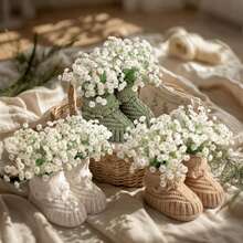 1set Baby Shower Table Decorations Crochet Knitted Baby Booties Bulk Newborn Announcement Boho Table Centerpieces Neutral Gender Reveal Party Decor - Multicolor - View 3