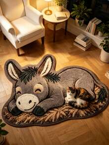 1 buah Karpet Kecil Dekoratif Motif Keledai Abu-abu, Alas Lantai, Dekorasi Rumah, Karpet Area, Selimut Santai, Karpet Samping Tempat Tidur, Karpet Kamar Tidur, Karpet yang Dapat Dicuci - MultiWarna - View 1