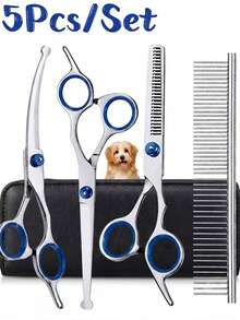 5pcs Professional Pet Grooming Scissors Set, 4CR Stainless Steel, Suitable For Dogs & Cats, Sharp & Durable, Pet Grooming Tools, Perfect Gift For Your Pets - Pink - View 11