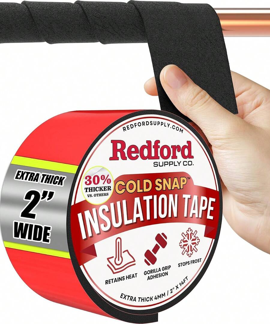 Redford Supply Co. 2 Inch X 14 Ft Pipe Insulation, Outdoor Pipe Insulation Wrap For Winter Freeze Protection, Water Line Freeze Protection Foam - ColorA - View 1