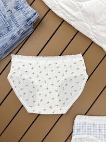 5pcs/Set Korean Style Lace Pastoral Floral Macaron Color Sweet Cotton Women's Triangle Panties - Multicolor - View 7