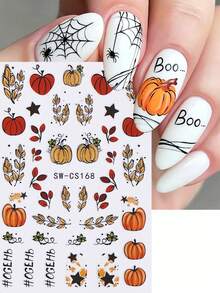 SWEET TREND 6 Peças Adesivos de Unhas de Outono 3D Autoadesivos, Decalques de Unhas com Folha de Bordo em Aquarela, Abóbora, Girassol, Xícara de Café, Linha Geométrica, Folha de Outono, Deslizadores de Colheita para Ação de Graças, Cottagecore, Uso Diário, DIY, Salão, Acessórios e Ferramentas de Manicure Doméstica - Multicolorido - Visão 7