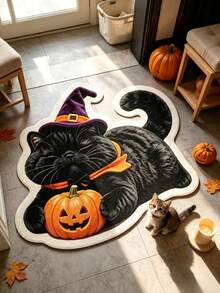 1pc Black Cat Pattern Doormat, Bathroom Mat, Bathroom Rug, Door Mat, Small Rug, Carpet, Floor Mat, Home Decor, Area Rug, Outdoor Mat, Home Decor, Area Carpet, Bedroom Rug, Washable Carpet - Multicolor - View 1