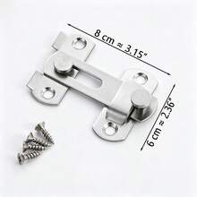 1pc Stainless Steel Door Latch Lock Tongue Anti-Theft Sliding Door Latch Lock Barn Door Pet Cage Door Lock - Silver - View 5