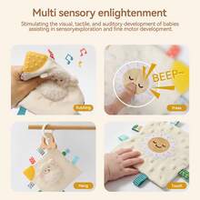 Newborn Commemorative Rattle, Cute Shaped Baby Grip Rattle Toy, Infant Grip Training Toy, Newborn Gift, Full Moon Commemorative Gift, Early Education Sheep Anti-Tear Toy, Baby Hand-Eye Coordination Tactile Toy, Multi-Function Sensory Toy, Christmas Halloween Gift, Soft And Easy To Grip, Fluffy Comfort Blanket Rattle Set - Multicolor - View 7