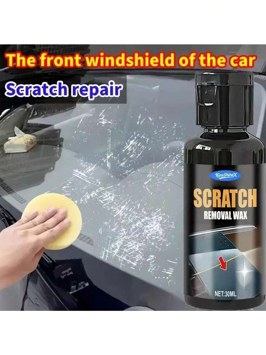 KineShineX Car Windshield Rearview Mirror Scratch Repair Paste, Automotive Glass Crack Repair Fluid, Auto Accessories, And Car Glass Cleaning Fluid; Also Suitable For Cleaning And Repairing Household Glass. Sponge Style Shipped At Random.
