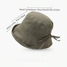 1pc/1set Japanese Style Plaid Bucket Hat For Women, Summer Outdoor Sun Protection Fashion Versatile Sun Hat - Multicolor - View 4