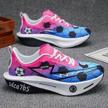 1 Pair Comfortable Mesh Breathable Sports Shoes, Fashion Lightweight Running Shoes With Football Pattern - Pink - View 7