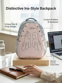 1pc Backpack Cute Backpack Featuring Sweet Polka Dot Trim And Wing Pattern Lightweight Schoolbag Multi Compartment For Students Durable Casual Daypack With Side Pockets Ideal For Daily Travel School Supplies Essential For The Start Of School Season - Multiple Styles - View 11