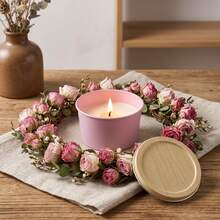 10 Matte Pink Metal Candle Jars With Wood Grain Lids. Empty Candle Jars Suitable For DIY Scented Candle Making, Or As Small Storage Jars, Gifts, And Home Decor. - Multiple Styles - View 7