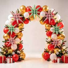Christmas Red & Green Striped Burst Star Foil Balloons, Christmas Party Decor, Home Decoration - Multicolor - View 1