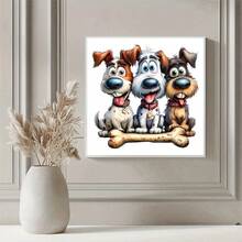 1PC | 5D DIY Diamond Painting | Puppy And Bone Pattern Diamond Painting Kit, Round Full Drill Mosaic Craft Set, High Definition Art Diamond Painting, Focus And Relax Through DIY, Suitable For Living Room, Bedroom, Office Wall Decoration, Surprise Holiday Home Decor Gift For Family And Friends, Unframed - round diamond - View 3
