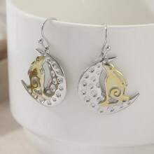 Dreamy Fairy Tale Moon Rabbit Fully Pave Cubic Zirconia Women's Earrings, Sweet Atmosphere Accessory, Suitable For Amusement Park Photo-Taking, Birthday Party, Casual Date, Gentle Daily Outfit, Exquisite Romantic Jewelry Gift For Girls - Silver - View 7