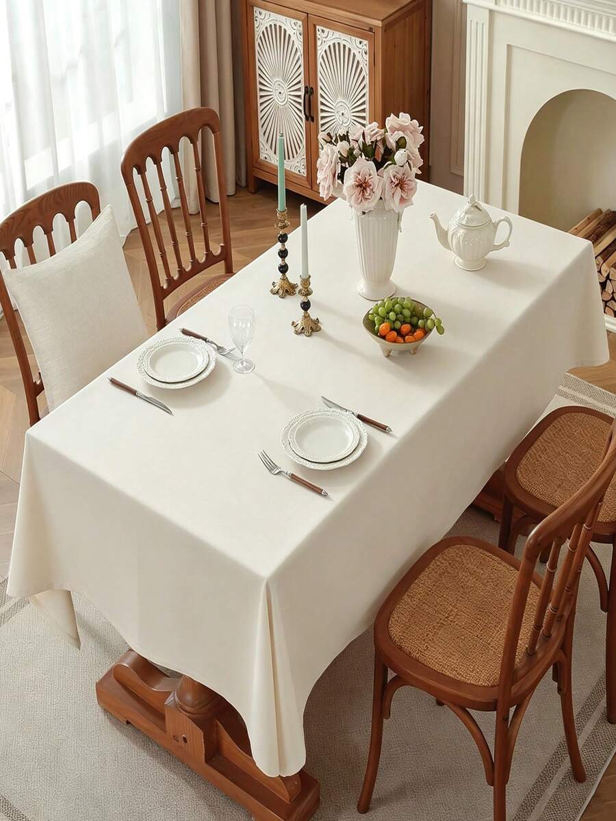 1pc Dust-Proof & Wrinkle-Resistant Rectangular Polyester Solid Color ...