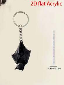 1pc 2D Flat Acrylic Bat Shaped Pendant, Suitable For Car Rearview Mirror, Bag Accessory, Home Decor, Ideal For Halloween, Birthday And Party Small Gift, Also Functions As Kitchen Decoration, Creative Holiday Gift - One Size Fits All - View 5