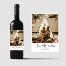 UNICCUT 20/40pcs Customized Printed Photo & Text Wedding Wine Bottle Stickers, Personalized Design Birthday Party Stickers, Invitation Card Wine Labels - Multicolor - View 8