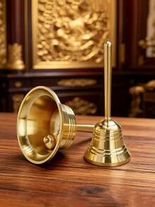 1pc Brass Hand Bell, Gold Bedside Dinner Bell, Service Butler Bell, Suitable For Classroom, Meditation, Games, Pet Training And More - Multicolor - View 4