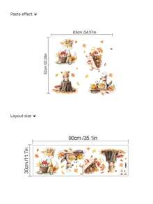 1pc/2pcs/3pcs, Children's Room Cartoon Decorative Wall Stickers, Autumn Maple Tree With Small Animals, Flowers, Owl, Bear, Fox, Hedgehog, Girl Riding Bike Under Blue Tree, Green Cartoon Big Tree, PVC Self-Adhesive Removable Wall Stickers, Suitable For Bedroom, Living Room, Study, Dining Room, Bathroom, Home Wall Decor, Room Decoration - Multicolor - View 8