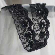 1/3" 13cm Wide 3D Floral Embroidered Lace Trim With Sequins And Beads, Fan-Shaped Edge Transparent Mesh Lace Trim, Suitable For Sewing DIY Crafts, Bridal Wedding Veil, Underwear, Clothing Accessories, Vintage Elegant Lace Trim - Multicolor - View 18