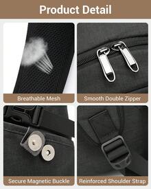 Laptop Backpack 15.6 Inch Large Travel Rucksack USB Charging Port Anti Theft Lock Water Resistant Computer Backpack For Men Women School Office - 黑色 - 查看 5