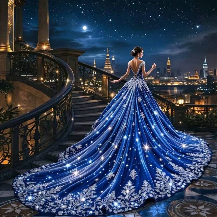 1PC DIY 5D Diamond Painting Kit Elegant Woman Pattern - Round Full Drill Art Mosaic Craft, Home Wall Decor, Unframed - No Frame - View 1