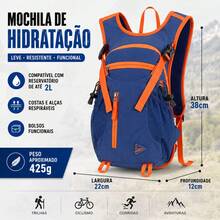 Mochila Bolsa hidratação 10L running trail bike unissex esportiva para atividade ao ar livre - Azul - Visão 4