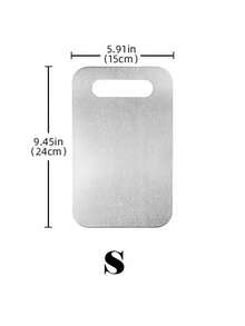 1pc Stainless Steel Cutting Board, Silver Kitchen Chopping Block - Silver - View 10