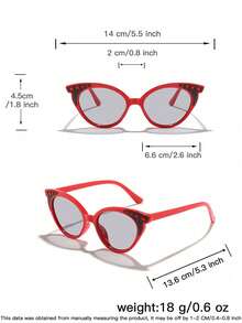 1 Set 2pcs Unisex Kids 3-8 Years Old, Mixed Color Glitter Cat Eye & Solid Color Heart Shape, Plastic Material, Dual-Tone Gradient Lens Glasses, Spring Travel Party Style - Multicolor - View 11