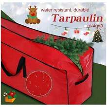 Sturdy, Breathable, Yet Protective Large Christmas Tree Storage Sack, Shielding From Dust And Damp, A Robust Box Alternative, Offered In Red Or Green. - Red - View 1