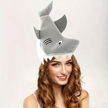 1pc Halloween Shark Costume Hat, Adult Party Hat, Suitable For Birthday Party, Thanksgiving, Christmas, Costume Party - View 2