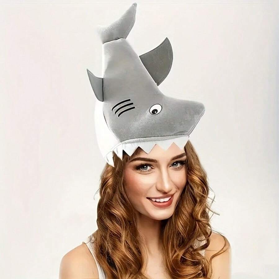 1pc Halloween Shark Costume Hat, Adult Party Hat, Suitable For Birthday Party, Thanksgiving, Christmas, Costume Party