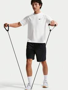Nike Men's AS M NK DF FLEX SS TOP Short Sleeve T-Shirt Knit Collarless Short TIF2138-100 - Black and White - View 3