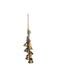 1/2 Stück Boho Vintage Messingglocken Windspiel mit bunten Perlen, handgefertigte Hängedekoration für Zuhause, Tür und Wand, Retro Seil Windspiel - A - Übersicht 9