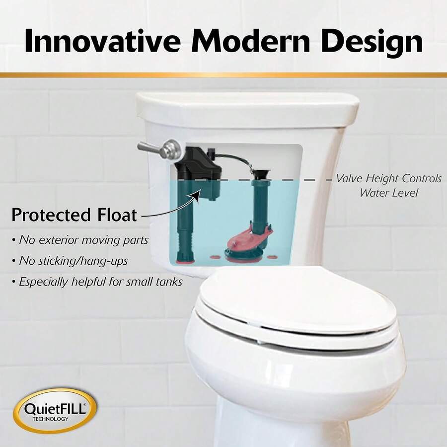 Korky QuietFILL 2X Long Life Toilet Fill Valve - Universal Fits 99% Of Toilets - Easy Height Adjust For Fast Install, 528X - ColorB - View 1