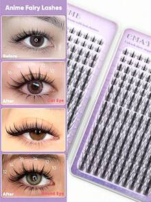 480/320pcs Fairy Style Cluster False Eyelashes, Cartoon Eyelash Extensions, Delicate Natural Invisible Eyelash Band, Waterproof, Home DIY Eyelash Extensions, Cluster False Eyelashes, Single False Eyelashes, Natural Style Vs. Voluminous Style - Multicolor - View 5