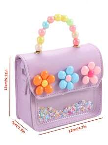 XD This Children's Crossbody Bag Is Decorated With Cute And Playful Flower And Pearl Details, Making It A Must-Have Fashion Handbag For Both Moms And Kids. Perfect For Valentine's Day, Parties, Or As A Gift For Girls, It Can Hold Coins And Keys. - Multicolor - View 6