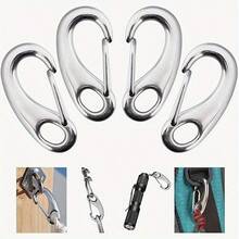 4pcs/Pack Carabiner Clips, Multi-Functional Marine Grade Hooks, Suitable For Poles, Ropes, Keychains And Outdoor Gear, Durable Outdoor Equipment Clips - Multicolor - View 2