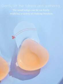 1 Pair Silicone Invisible Strapless Bra, Reusable Lift Silicone Nipple Covers, Invisible Front Closure Self-Adhesive Gather Nipple Covers, For Women - Champagne - View 6