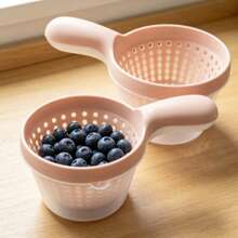 Colador de cocina, cesta redonda pequeña, cuenco para lavar verduras, cesta coladora, estante para lavar y escurrir frutas, cesta filtro para el lado del fregadero, cesta de lavado de doble capa, adecuada para escurrir en la cocina - Multicolor - Ver 15