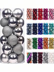 24 piezas Bolas colgantes para árbol de Navidad, Bolas colgantes de Navidad color rosa, Bolas de Navidad, Decoración de árbol de Navidad, Para fiesta de boda navideña, Navidad, Vacaciones, Decoración de habitación, Decoración navideña del hogar, Decoración navideña de la casa, Decoración del hogar de otoño - Varios estilos - Ver 3